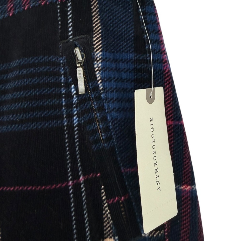NWT Anthropologie Women's Alicia Plaid Moto Corduroy Slim Pants Size 31 Preppy‎ - Picture 7 of 10